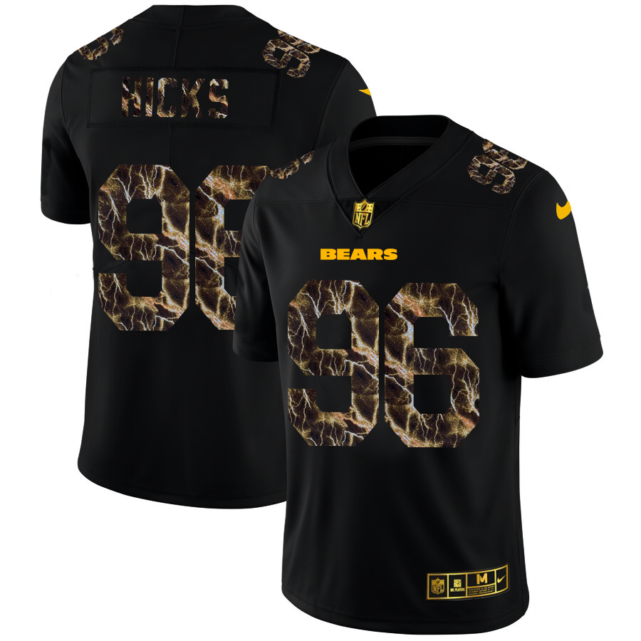 2020 Chicago Bears #96 Akiem Hicks Men Black Nike Flocked Lightning Vapor Limited NFL Jersey->chicago bears->NFL Jersey